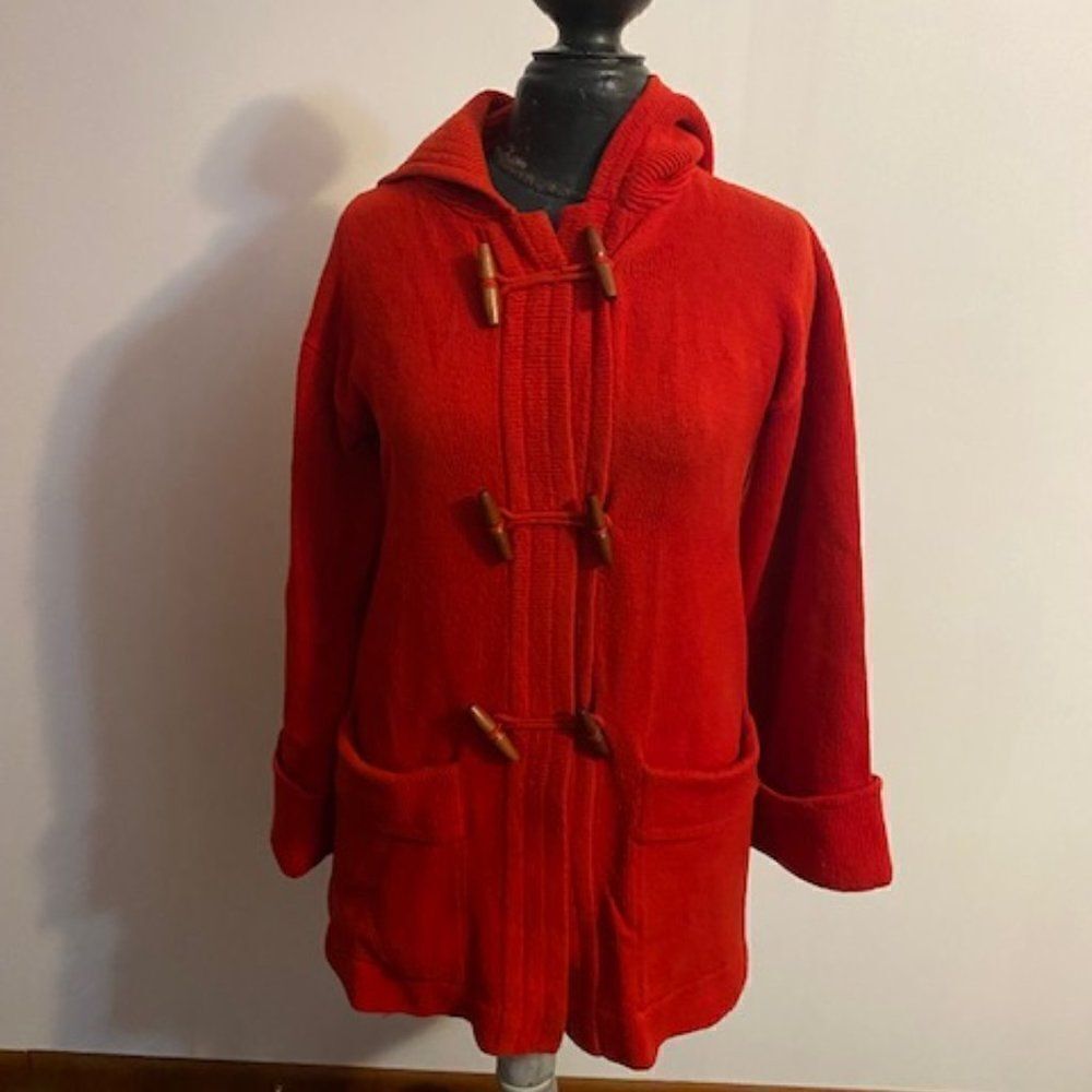 Kickers Vintage (1970 or earlier) Red Hoodie button down cardigan, size Medium